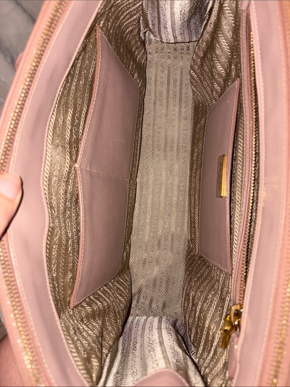 Prada Blush Pink Saffiano Double-Zip galleria with crossbody strap. COA - Picture 8 of 15
